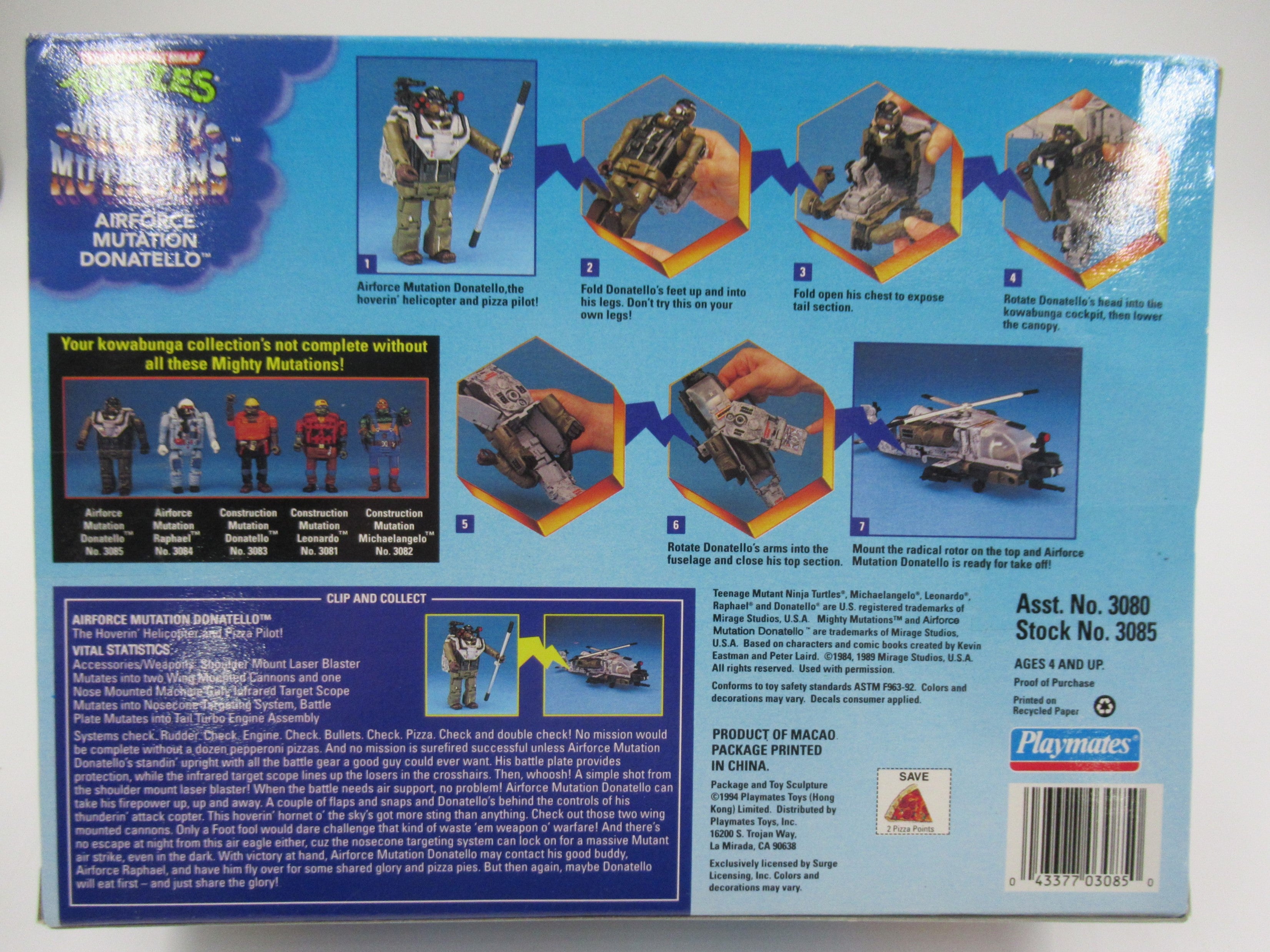 Teenage Mutant Ninja Turtles Airforce Mutation Donatello 4.5" Figure TMNTs - Playmates (1994)
